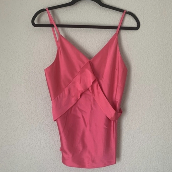 Helmut Lang Satin Cami Slip Top in Barbie Hot Pink - Picture 7 of 10